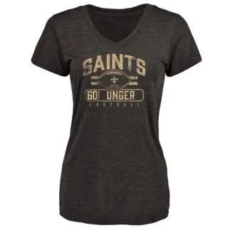 Max Unger Women's New Orleans Saints Flanker Tri-Blend T-Shirt - Black