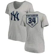 Mel Stottlemyre Women's New York Yankees RBI Slim Fit V-Neck T-Shirt - Heathered Gray