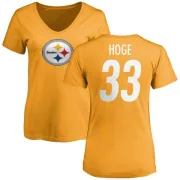 Merril Hoge Women's Pittsburgh Steelers Name & Number Logo Slim Fit T-Shirt - Gold