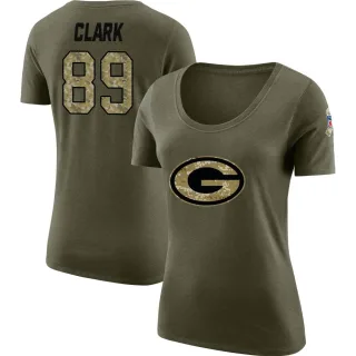 Michael Clark Women's Green Bay Packers Salute to Service Olive Legend Scoop Neck T-Shirt