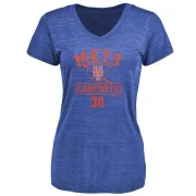 Michael Conforto Women's New York Mets Base Runner Tri-Blend T-Shirt - Royal