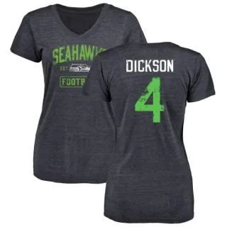 Michael Dickson Women's Seattle Seahawks Navy Distressed Name & Number Tri-Blend V-Neck T-Shirt