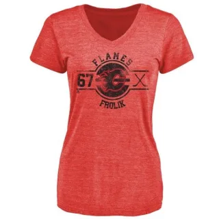 Michael Frolik Women's Calgary Flames Insignia Tri-Blend T-Shirt - Red