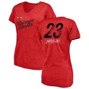 Michael Jordan Women's Chicago Bulls Red Sideline Tri-Blend V-Neck T-Shirt