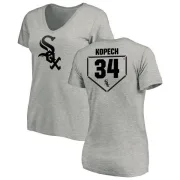 Michael Kopech Women's Chicago White Sox RBI Slim Fit V-Neck T-Shirt - Heathered Gray