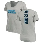 Michael Oher Women's Carolina Panthers Backer V-Neck T-Shirt - Ash