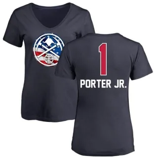 Michael Porter Jr. Women's Denver Nuggets Navy Name and Number Banner Wave V-Neck T-Shirt