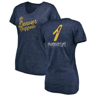 Michael Porter Jr. Women's Denver Nuggets Navy Sideline Tri-Blend V-Neck T-Shirt