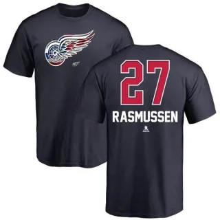 Michael Rasmussen Detroit Red Wings Name and Number Banner Wave T-Shirt - Navy