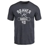 Michael Soroka Atlanta Braves Base Runner Tri-Blend T-Shirt - Navy