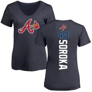 Michael Soroka Women's Atlanta Braves Backer Slim Fit T-Shirt - Navy