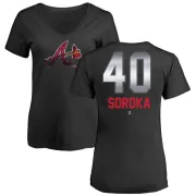 Michael Soroka Women's Atlanta Braves Midnight Mascot V-Neck T-Shirt - Black