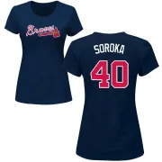 Michael Soroka Women's Atlanta Braves Name & Number T-Shirt - Navy