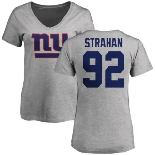 Michael Strahan Women's New York Giants Name & Number Logo Slim Fit T-Shirt - Ash