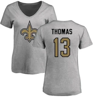 Michael Thomas Women's New Orleans Saints Name & Number Logo Slim Fit T-Shirt - Ash