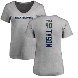 Michael Tyson Women's Seattle Seahawks Backer V-Neck T-Shirt - Ash