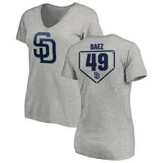 Michel Baez Women's San Diego Padres RBI Slim Fit V-Neck T-Shirt - Heathered Gray