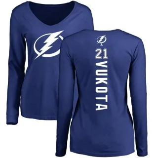 Mick Vukota Women's Tampa Bay Lightning Backer V-Neck Long-Sleeve T-Shirt - Royal