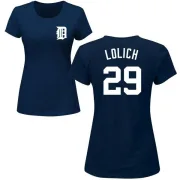 Mickey Lolich Women's Detroit Tigers Name & Number T-Shirt - Navy