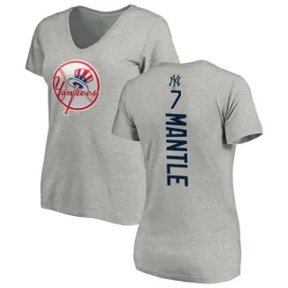 Mickey Mantle Women's New York Yankees Backer Slim Fit T-Shirt - Ash