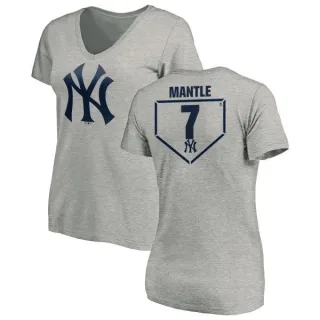 Mickey Mantle Women's New York Yankees RBI Slim Fit V-Neck T-Shirt - Heathered Gray