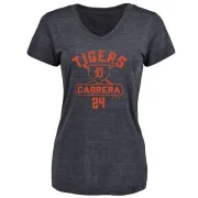 Miguel Cabrera Women's Detroit Tigers Base Runner Tri-Blend T-Shirt - Navy