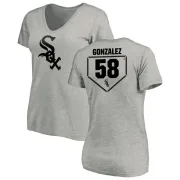 Miguel Gonzalez Women's Chicago White Sox RBI Slim Fit V-Neck T-Shirt - Heathered Gray