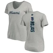 Miguel Rojas Women's Miami Marlins Backer Slim Fit T-Shirt - Ash