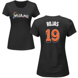 Miguel Rojas Women's Miami Marlins Name & Number T-Shirt - Black