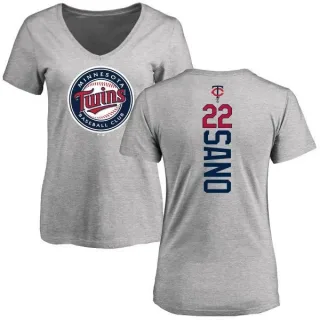 Miguel Sano Women's Minnesota Twins Backer Slim Fit T-Shirt - Ash