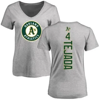 Miguel Tejada Women's Oakland Athletics Backer Slim Fit T-Shirt - Ash