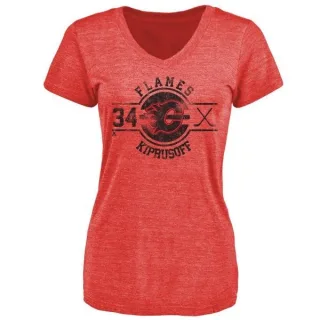 Miikka Kiprusoff Women's Calgary Flames Insignia Tri-Blend T-Shirt - Red