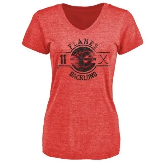 Mikael Backlund Women's Calgary Flames Insignia Tri-Blend T-Shirt - Red