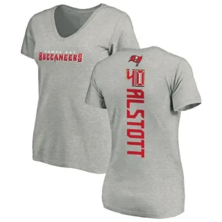 Mike Alstott Women's Tampa Bay Buccaneers Backer V-Neck T-Shirt - Ash