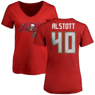 Mike Alstott Women's Tampa Bay Buccaneers Name & Number Logo Slim Fit T-Shirt - Red