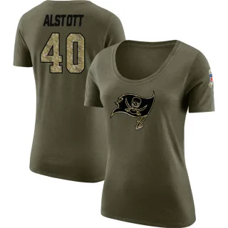 Mike Alstott Women's Tampa Bay Buccaneers Salute to Service Olive Legend Scoop Neck T-Shirt