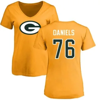 Mike Daniels Women's Green Bay Packers Name & Number Logo Slim Fit T-Shirt - Gold