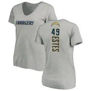 Mike Estes Women's Los Angeles Chargers Name & Number Slim Fit V-Neck T-Shirt - Heather Gray