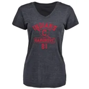 Mike Hargrove Women's Cleveland Indians Base Runner Tri-Blend T-Shirt - Navy