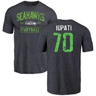 Mike Iupati Seattle Seahawks Navy Distressed Name & Number Tri-Blend T-Shirt