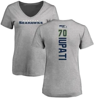 Mike Iupati Women's Seattle Seahawks Backer V-Neck T-Shirt - Ash