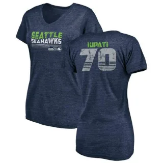 Mike Iupati Women's Seattle Seahawks Retro Tri-Blend V-Neck T-Shirt - College Navy