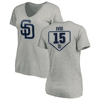 Mike Ivie Women's San Diego Padres RBI Slim Fit V-Neck T-Shirt - Heathered Gray