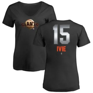 Mike Ivie Women's San Francisco Giants Midnight Mascot V-Neck T-Shirt - Black