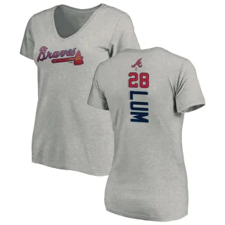 Mike Lum Women's Atlanta Braves Backer Slim Fit T-Shirt - Ash