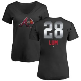 Mike Lum Women's Atlanta Braves Midnight Mascot V-Neck T-Shirt - Black