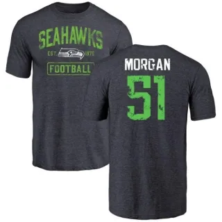 Mike Morgan Seattle Seahawks Navy Distressed Name & Number Tri-Blend T-Shirt