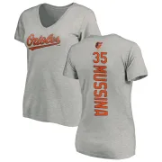 Mike Mussina Women's Baltimore Orioles Backer Slim Fit T-Shirt - Ash