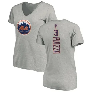 Mike Piazza Women's New York Mets Backer Slim Fit T-Shirt - Ash