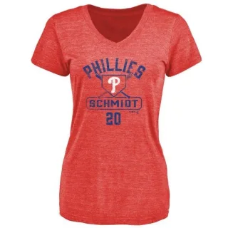 Mike Schmidt Women's Philadelphia Phillies Base Runner Tri-Blend T-Shirt - Red